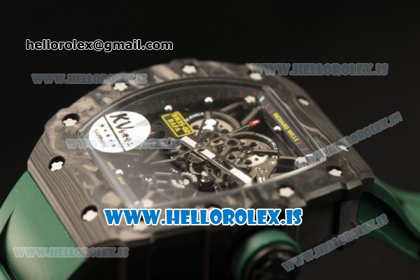 Richard Mille RM35-02 Carbon Fiber With Miyota 9015 Movement 1:1 Clone Green Rubber - Click Image to Close
